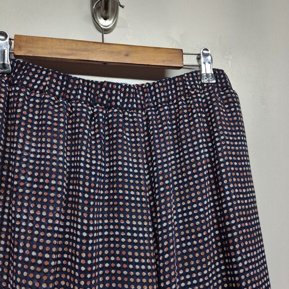 Lane Bryant Cropped Pants Women Size 14/16 Blue Dots Wide Leg Elastic Waist Boho - Picture 2 of 7